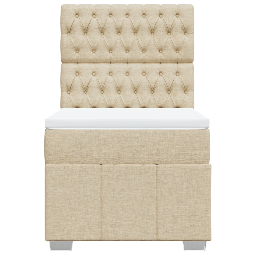 vidaXL Boxspring met matras stof crèmekleurig 100x200 cm, foto 4