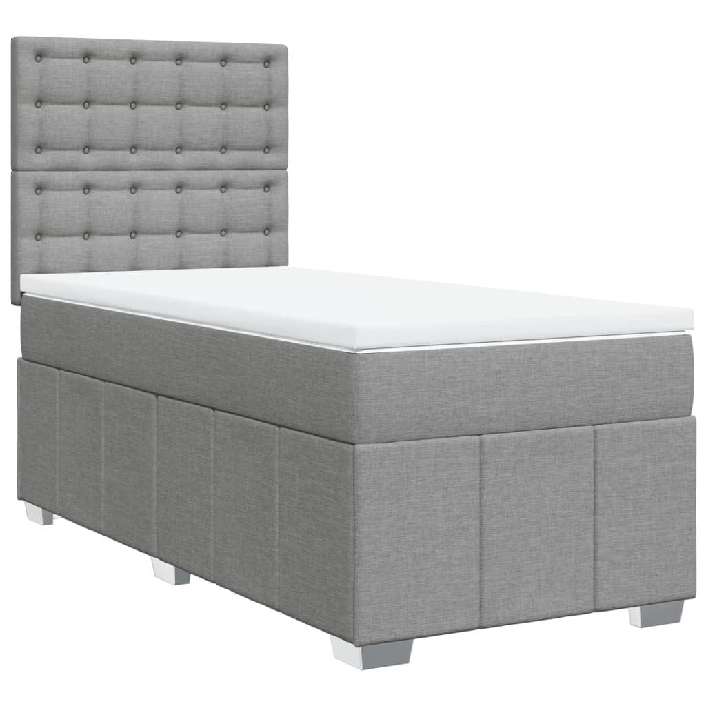 vidaXL Boxspring met matras stof lichtgrijs 100x200 cm grijs, foto 3