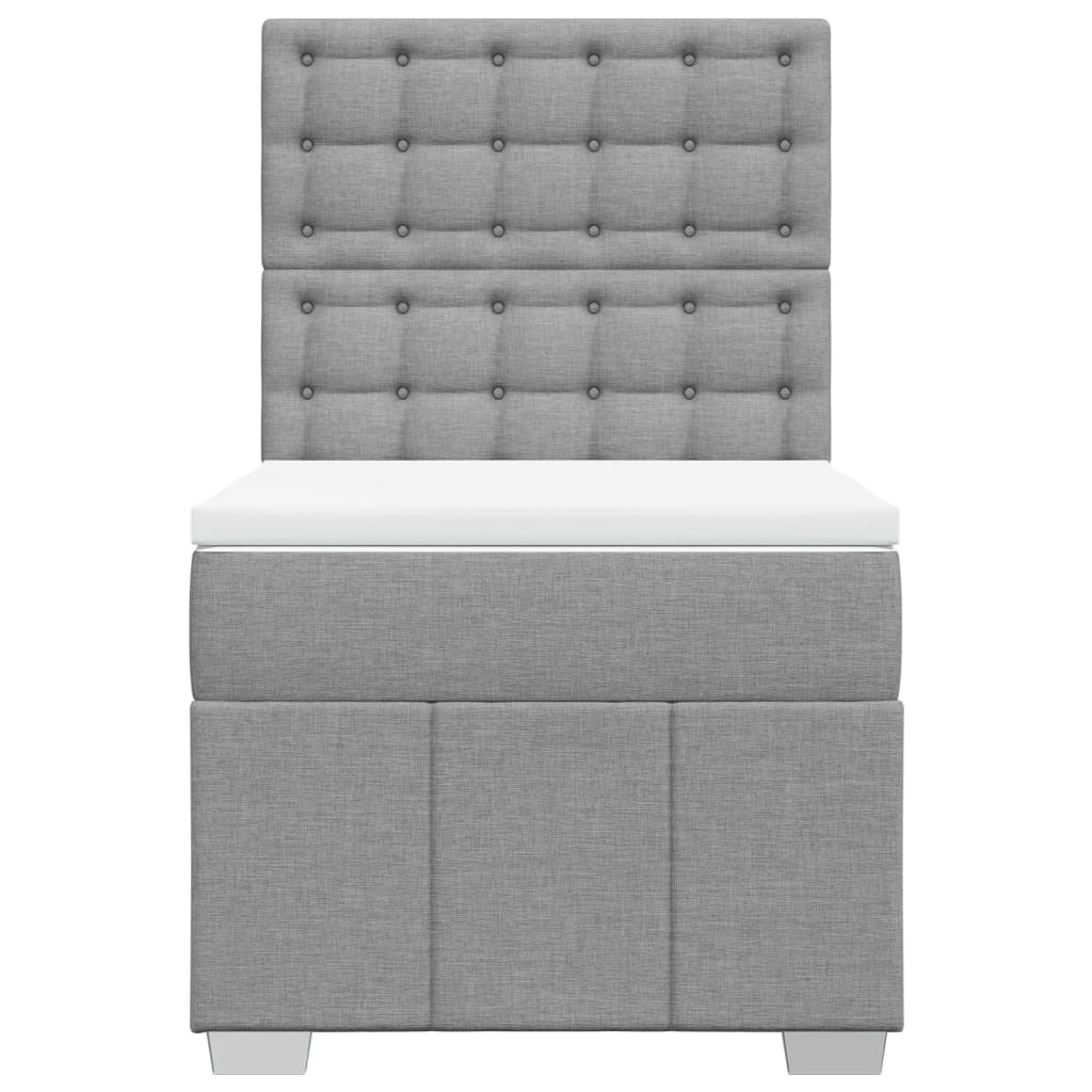 vidaXL Boxspring met matras stof lichtgrijs 100x200 cm grijs, foto 4