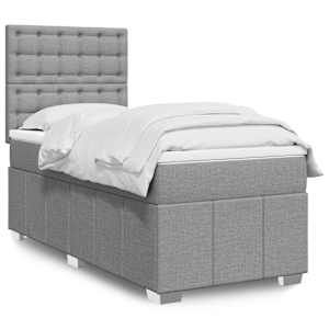 Box spring postelja z vzmetnico svetlo siv 100x200 cm blago