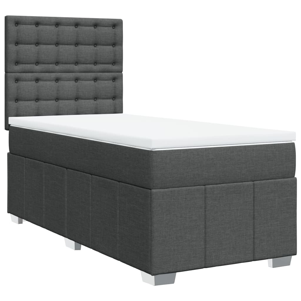 vidaXL Boxspring met matras stof donkergrijs 100x200 cm grijs, foto 3