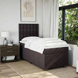 Box spring postel s matrací tmavě hnědá 100 x 200 cm textil - obrázek 3
