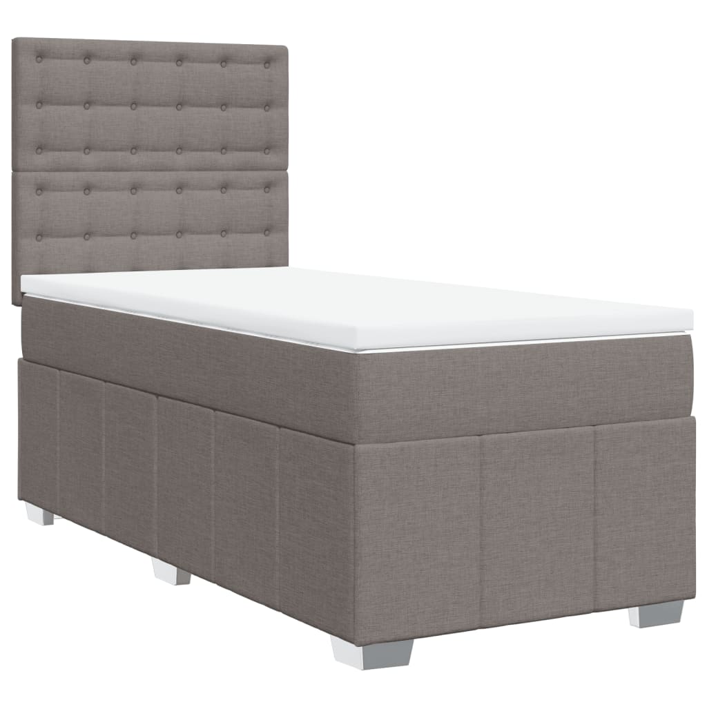 vidaXL Boxspring met matras stof taupe 100x200 cm, foto 3