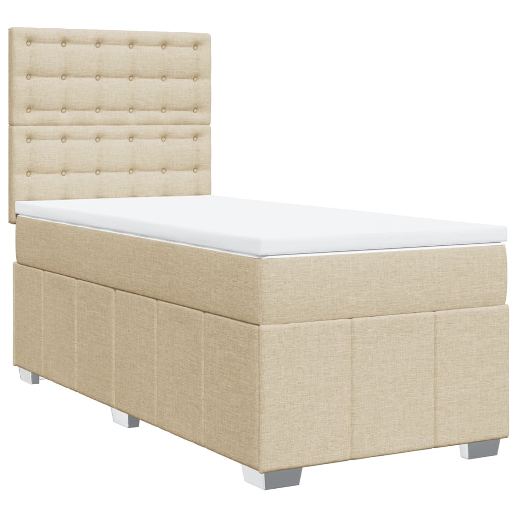 vidaXL Boxspring met matras stof crèmekleurig 100x200 cm, foto 3