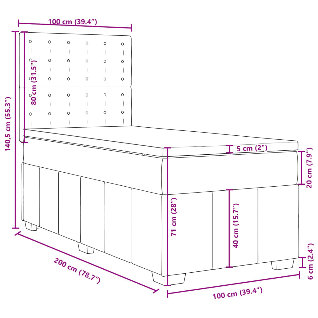 Box spring postel s matrací krémová 100 x 200 cm textil - obrázek 13