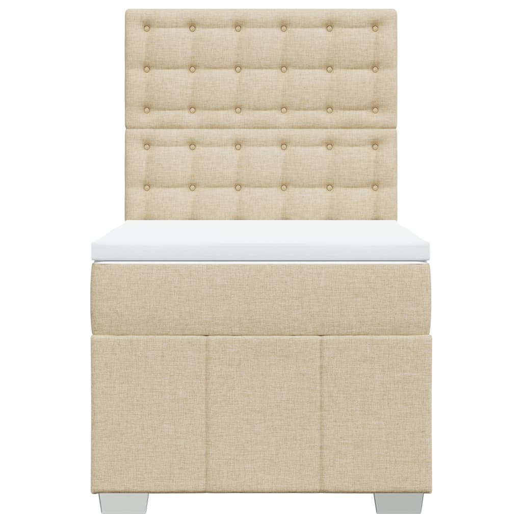 vidaXL Boxspring met matras stof crèmekleurig 100x200 cm, foto 4