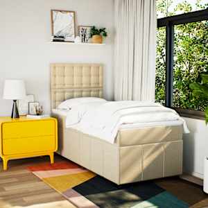 vidaXL Boxspring met matras stof cr&egrave;mekleurig 100x200 cm