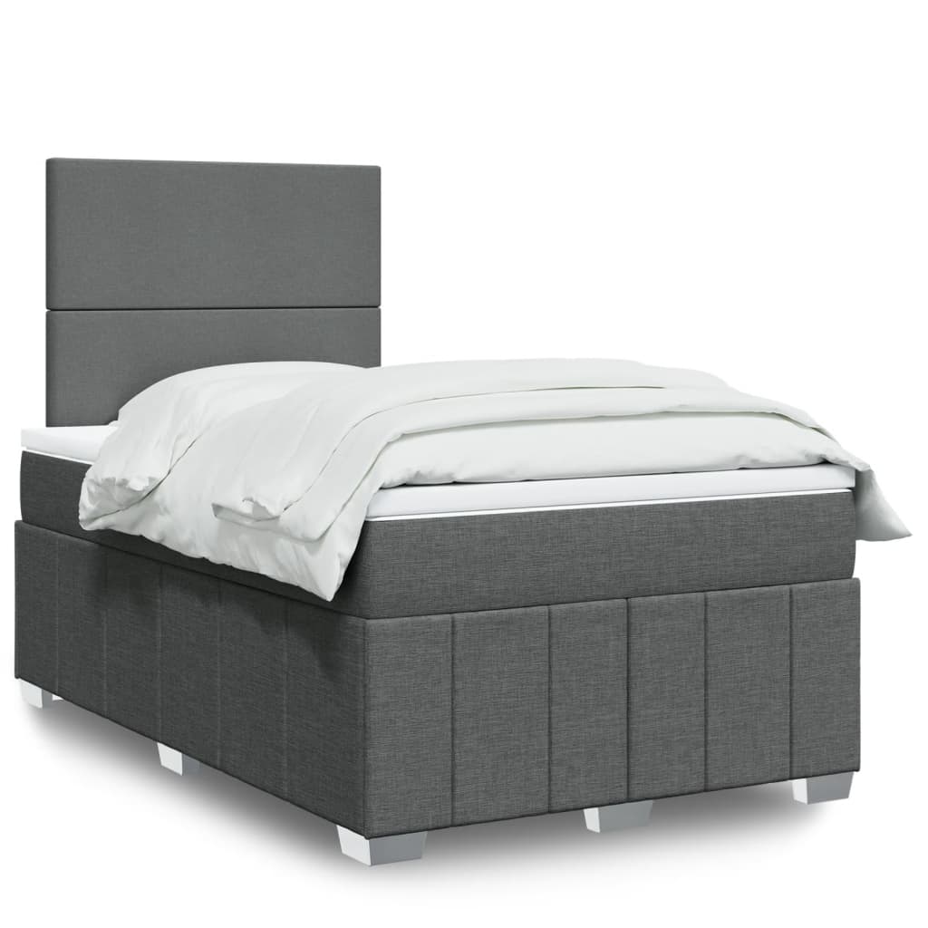 Boxspringbett mit Matratze Dunkelgrau 120×190 cm Stoff