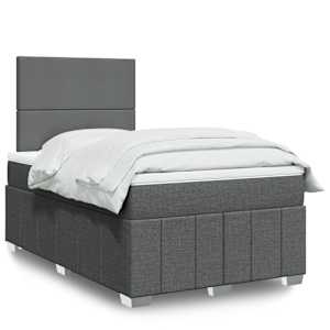 Box spring postel s matrací tmavě šedá 120x190 cm textil - obrázek 1