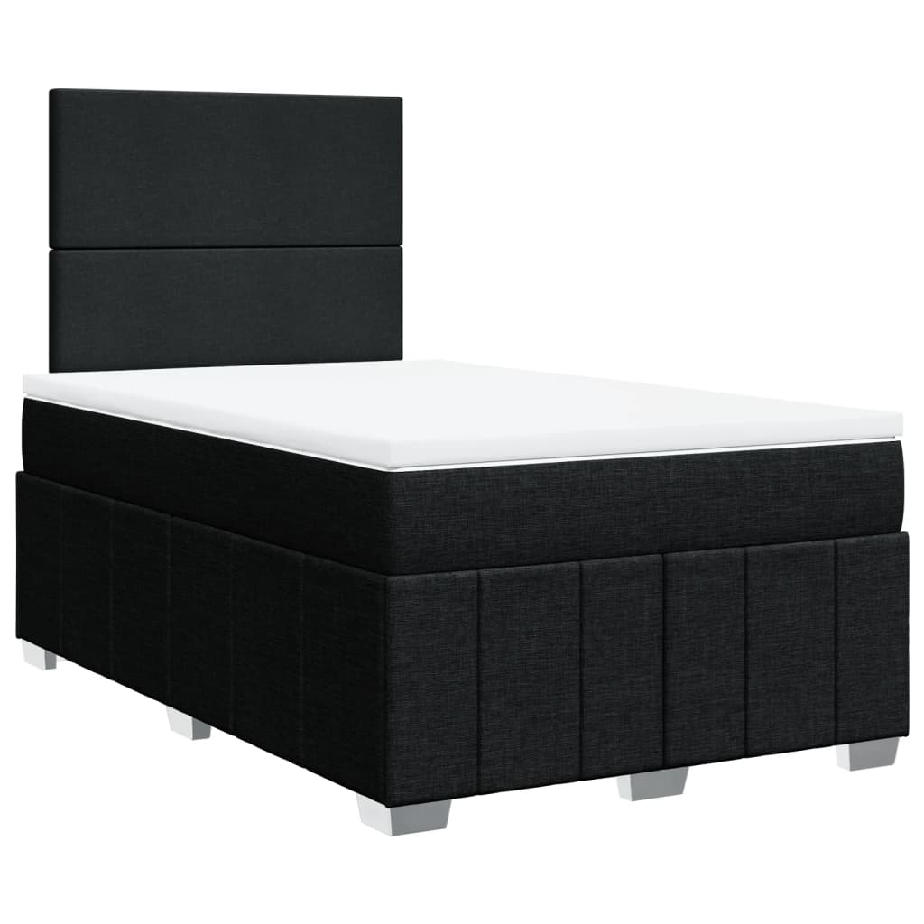 vidaXL Pat box spring cu saltea, negru, 120x190 cm, catifea