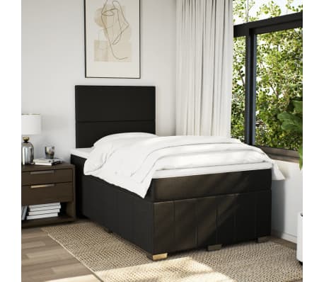 vidaXL Sommier &agrave; lattes de lit avec matelas noir 120x190 cm tissu