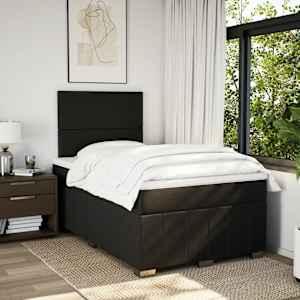 vidaXL Sommier &agrave; lattes de lit avec matelas noir 120x190 cm tissu