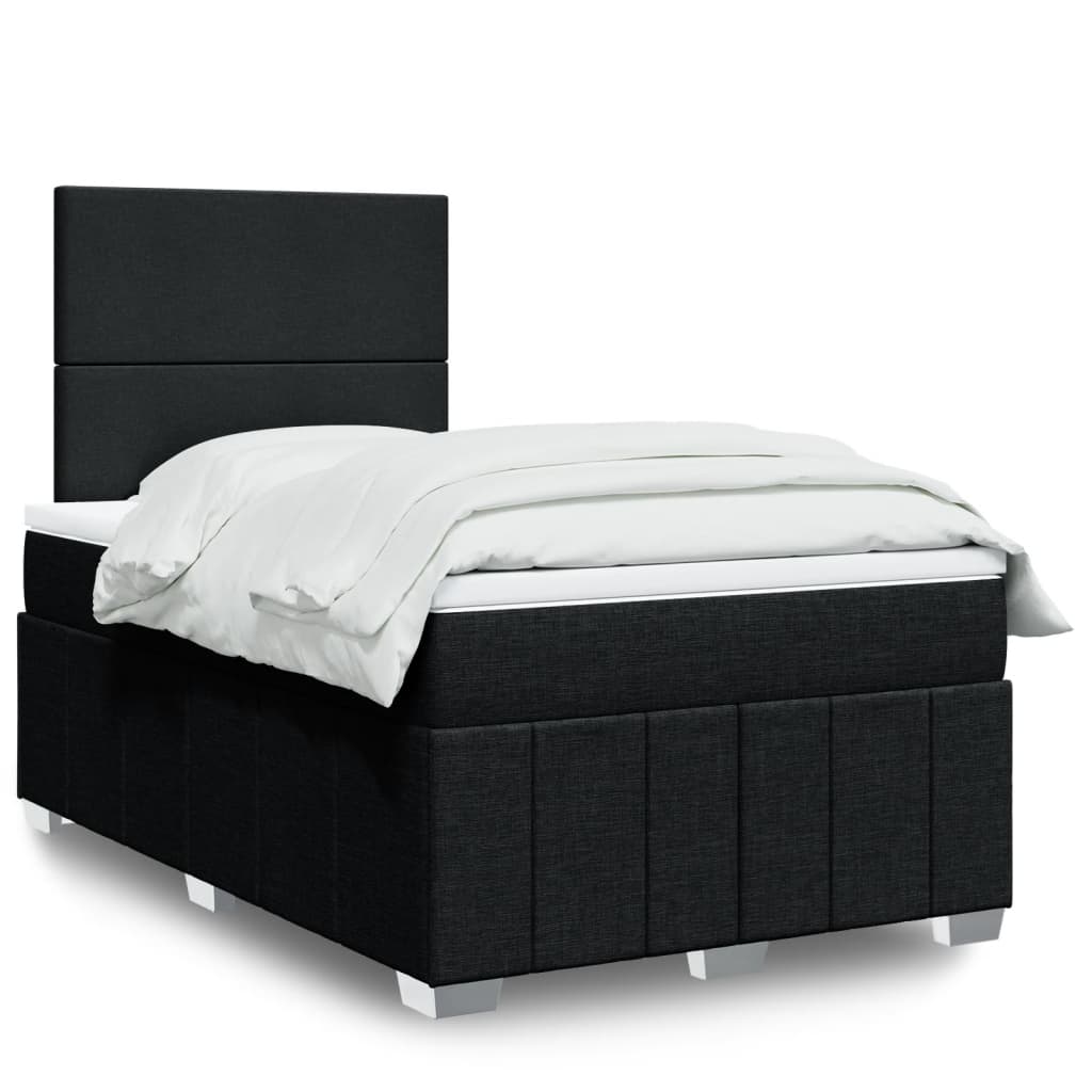 vidaXL Boxspringbett mit Matratze Schwarz 120x190 cm Stoff