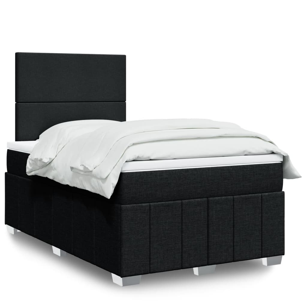 Kontinentalseng med madras og topmadras 120 x 190 cm stof sort