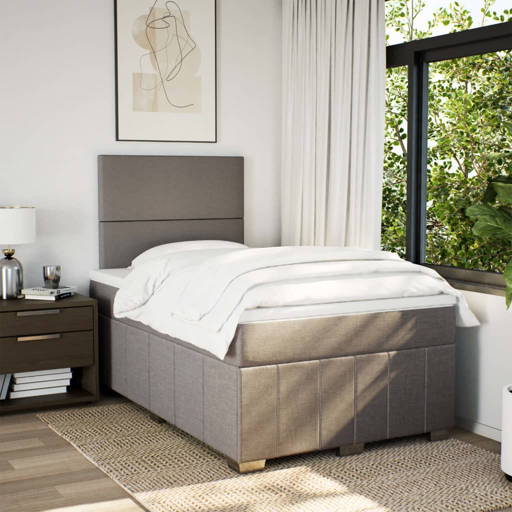 vidaXL Boxspring met matras stof taupe 120x190 cm, foto 2