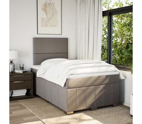 vidaXL Giroletto a Molle con Materasso Tortora 120x190 cm in Tessuto