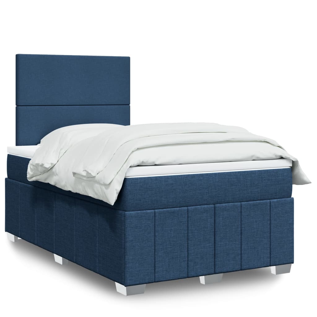 Boxspringbett mit Matratze Blau 120×190 cm Stoff