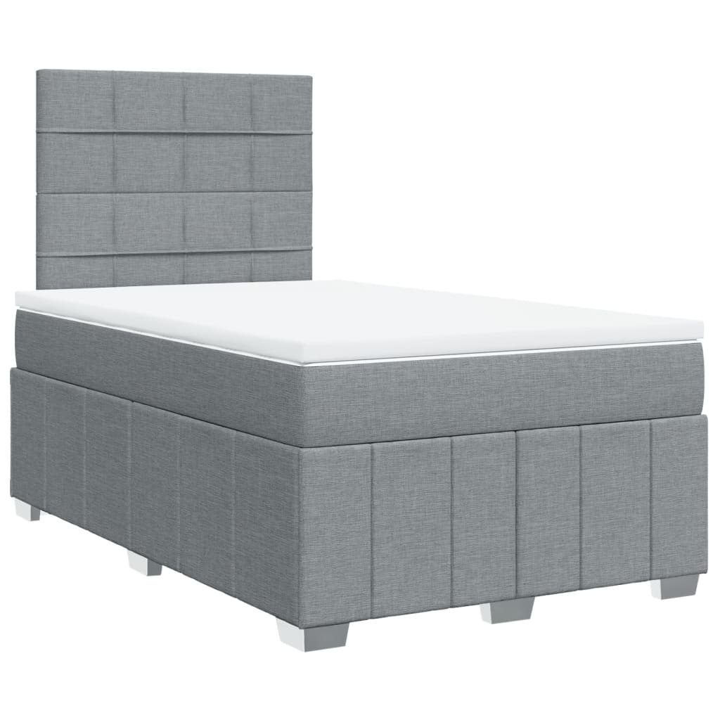 vidaXL Boxspring postelja z vzmetnico svetlo siva 120x190 cm blago