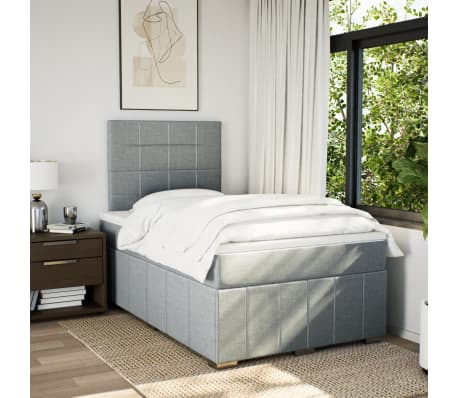vidaXL Boxspring met matras stof lichtgrijs 120x190 cm