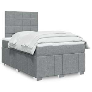 Boxspring postelja z vzmetnico svetlo siva 120x190 cm blago
