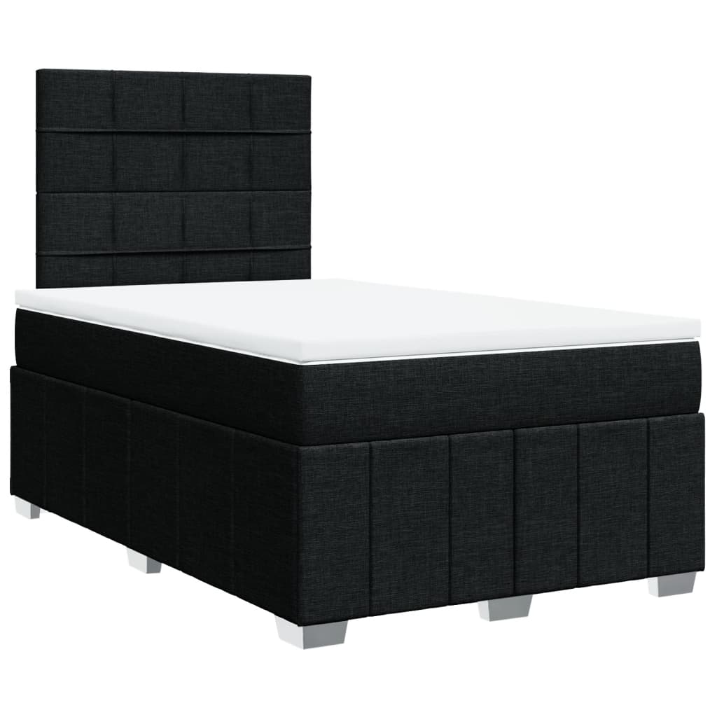 vidaXL Pat box spring cu saltea, negru, 120x190 cm, catifea