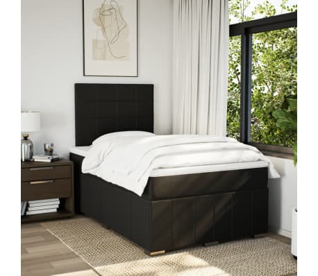 vidaXL Sommier &agrave; lattes de lit avec matelas noir 120x190 cm tissu