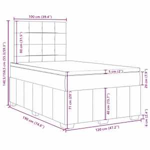Box spring postel s matrací tmavě hnědá 120x190 cm textil - obrázek 13