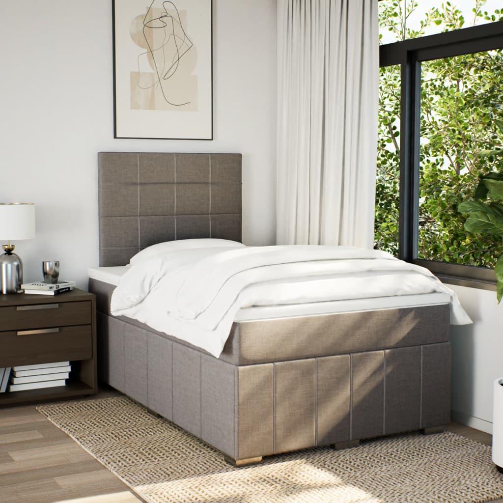 vidaXL Boxspring met matras stof taupe 120x190 cm afbeelding