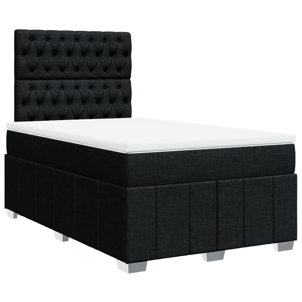 vidaXL Pat box spring cu saltea, negru, 120x190 cm, catifea