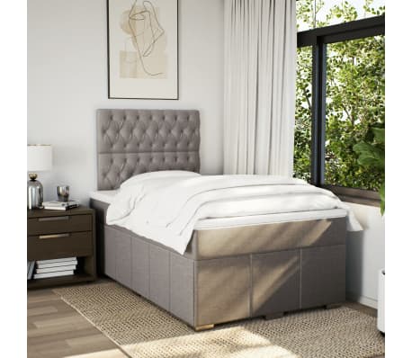 vidaXL Giroletto a Molle con Materasso Tortora 120x190 cm in Tessuto