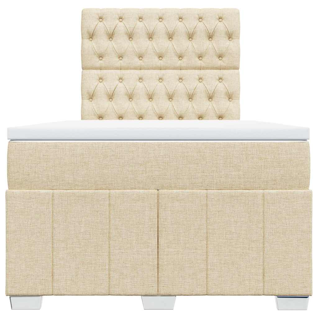 vidaXL Boxspring met matras stof crèmekleurig 120x190 cm, foto 4