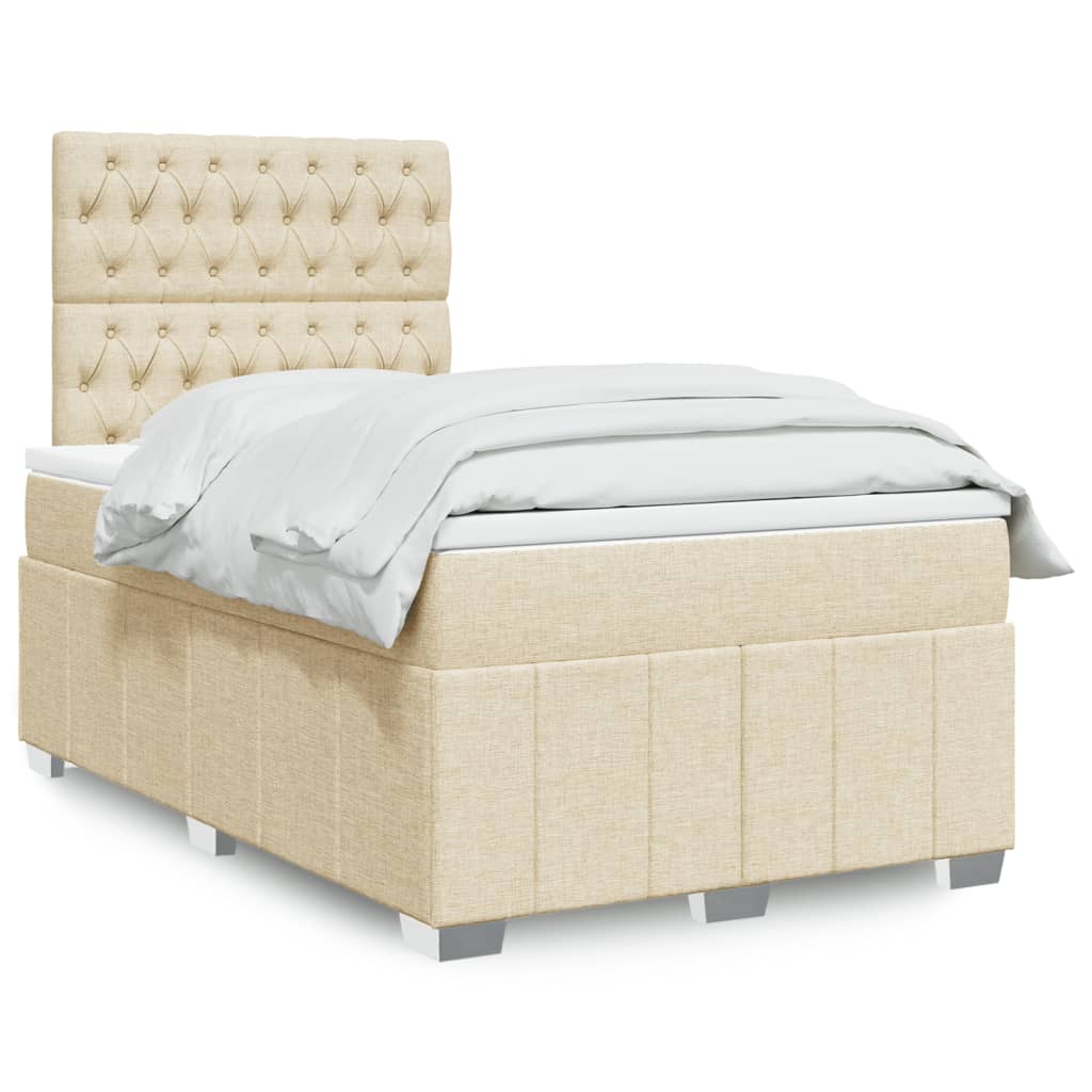 Kontinentalseng med madras og topmadras 120x190 cm - cremefarvet stof