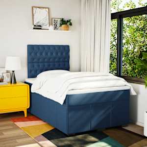 vidaXL Boxspringbett mit Matratze Blau 120x190 cm Stoff
