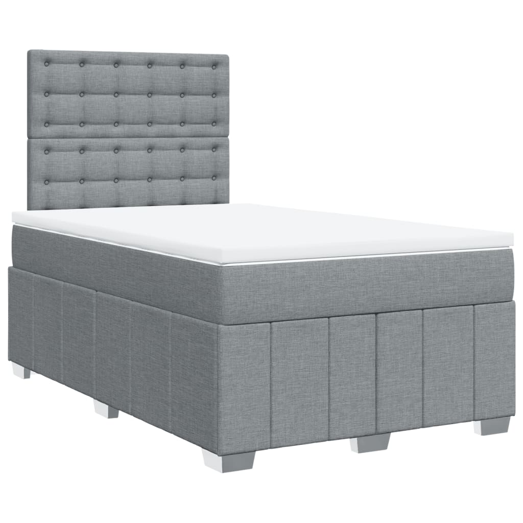 vidaXL Boxspring postelja z vzmetnico svetlo siva 120x190 cm blago