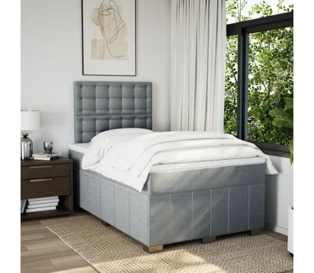 vidaXL kontinentalseng med madras 120x190 cm stof lysegr&aring;