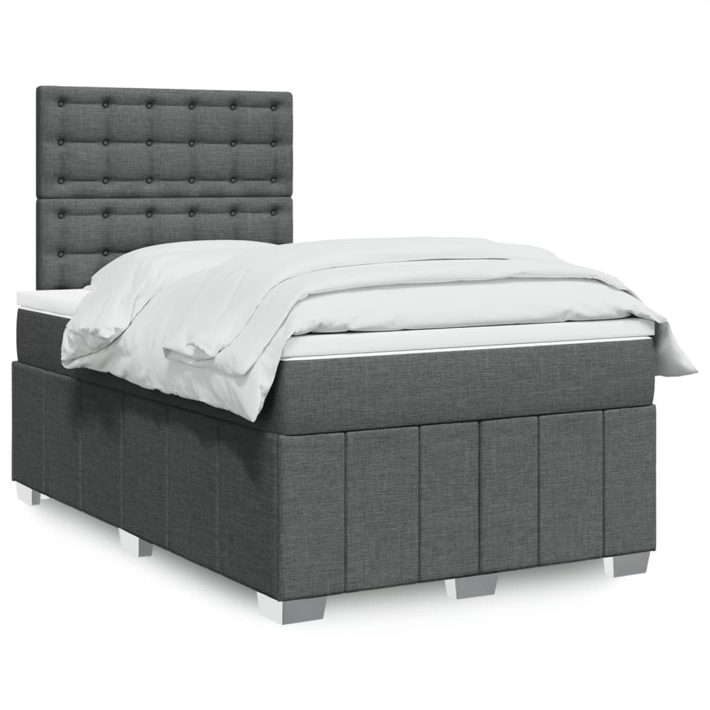Kontinentalseng 120 x 190 cm med madras og topmadras - mørkegrå