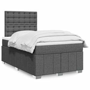 Box spring postel s matrací tmavě šedá 120x190 cm textil - obrázek 1