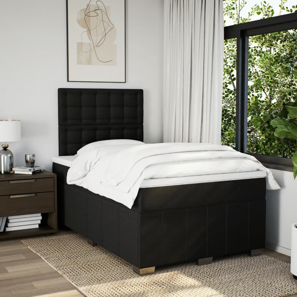vidaXL Boxspring met matras stof zwart 120x190 cm afbeelding
