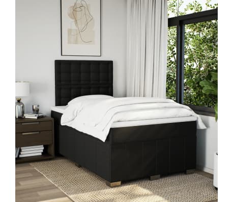 vidaXL Sommier &agrave; lattes de lit avec matelas noir 120x190 cm tissu