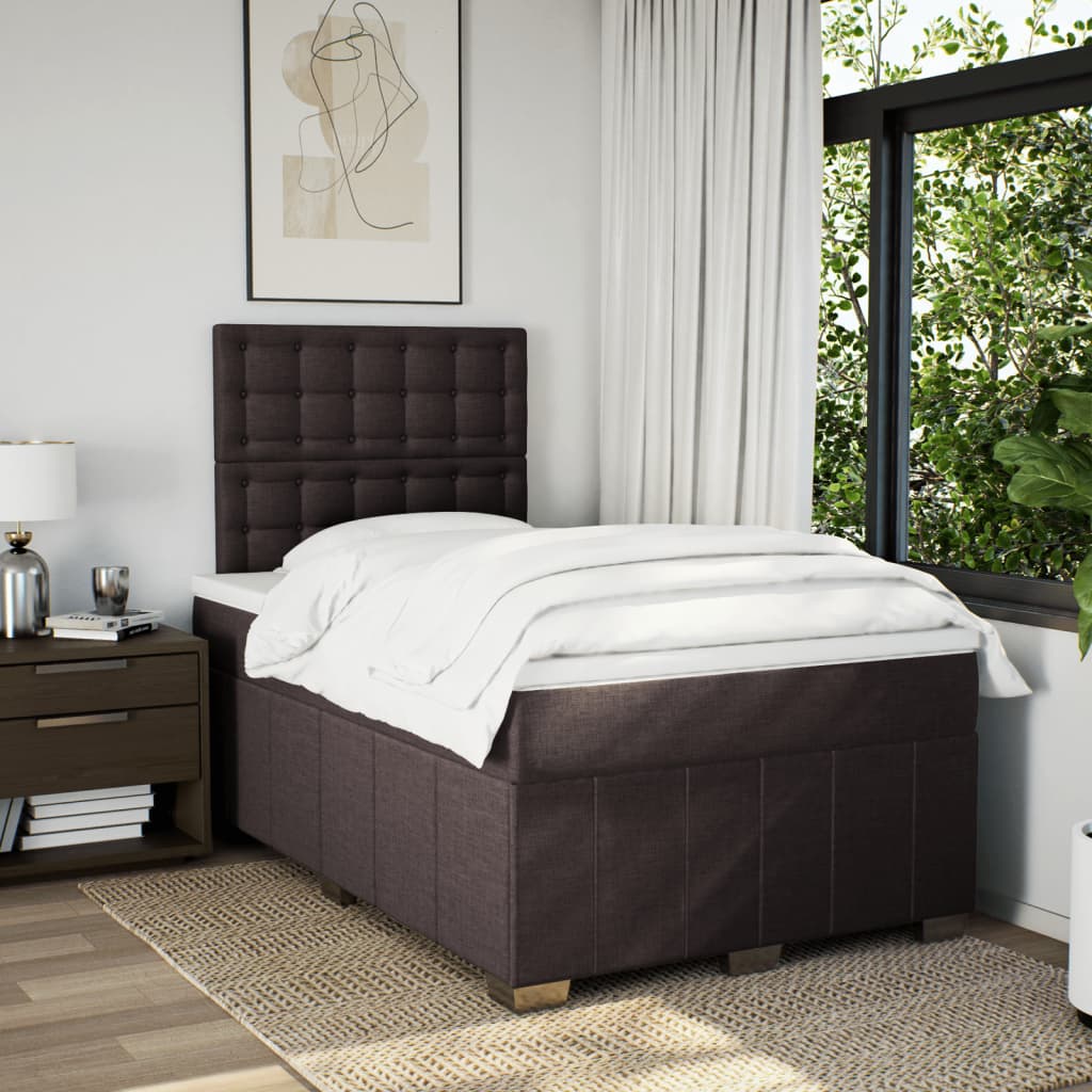 vidaXL Boxspring met matras stof donkerbruin 120x190 cm afbeelding