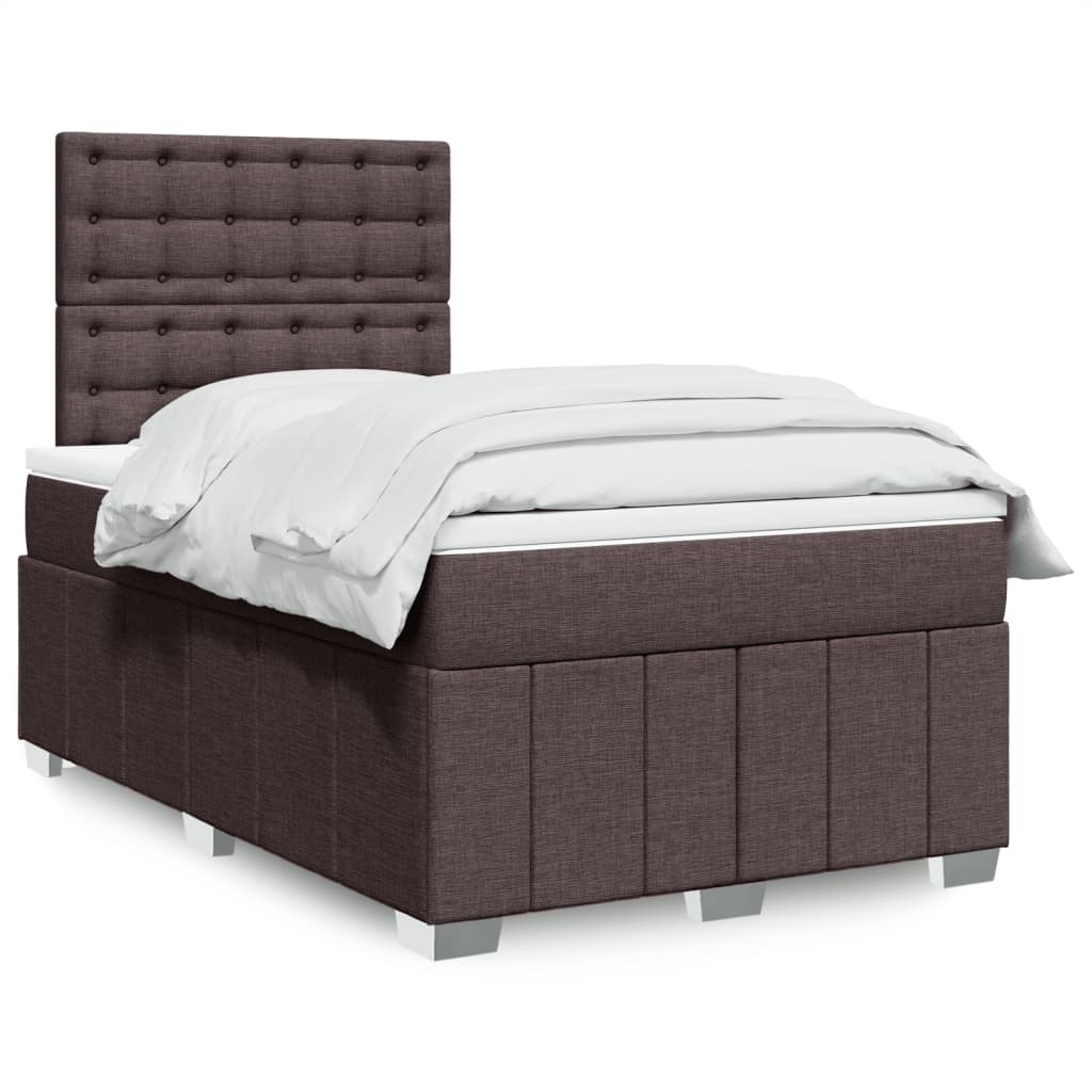 Kontinentalseng 120x190 cm med madras og topmadras - mørkebrun