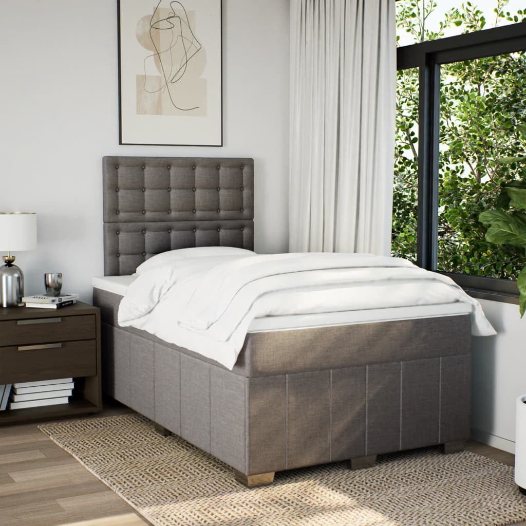 vidaXL Boxspring met matras stof taupe 120x190 cm afbeelding