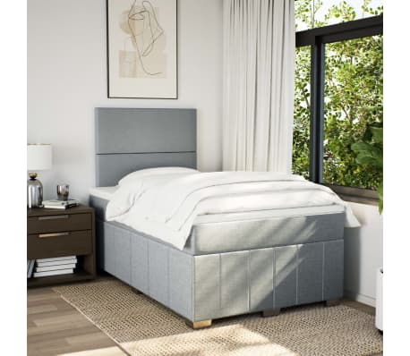 vidaXL Cama com molas/colch&atilde;o 120x200 cm tecido cinza-claro