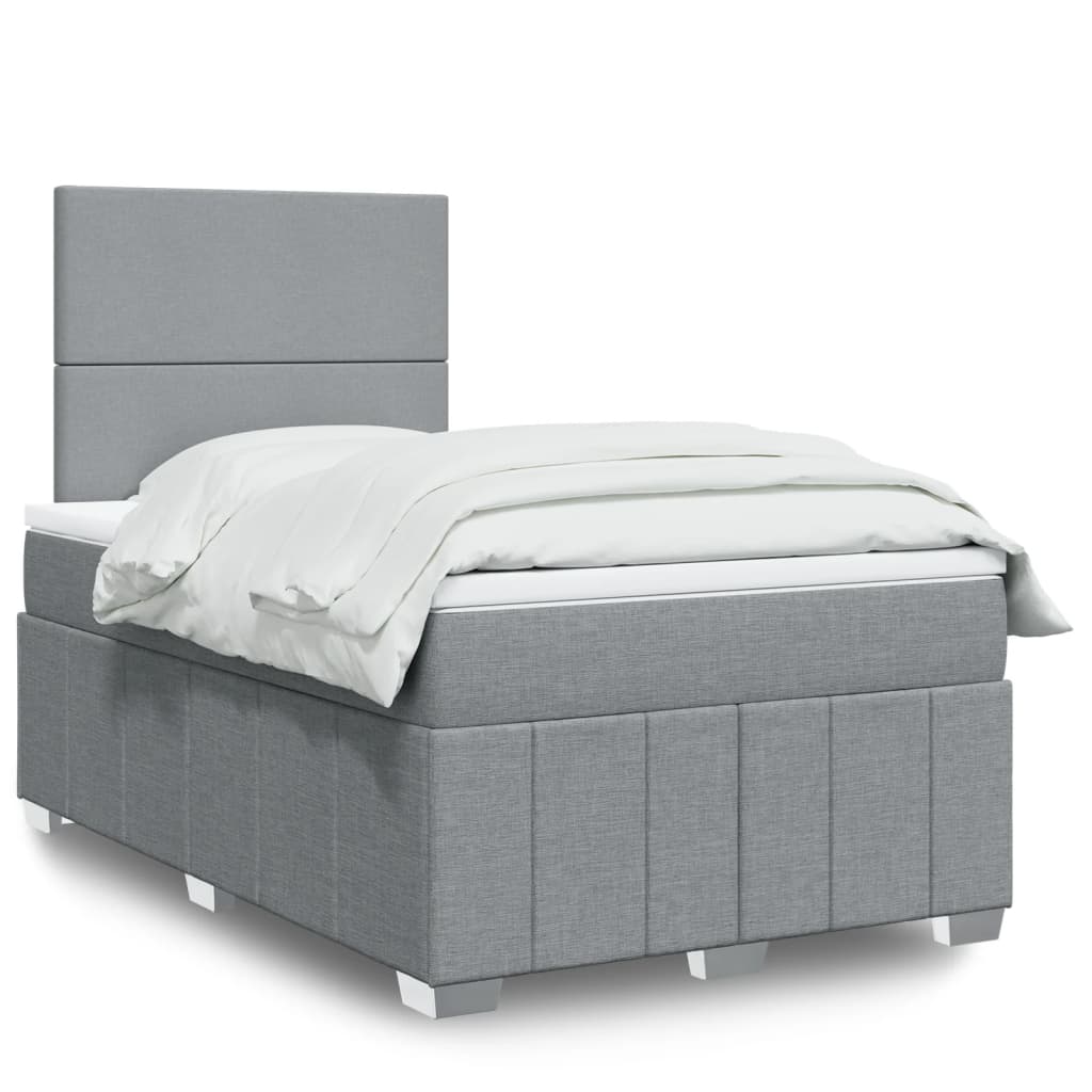 Boxspringbett mit Matratze Hellgrau 120×200 cm Stoff