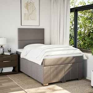 vidaXL Pat box spring cu saltea, gri taupe, 120x200 cm, textil