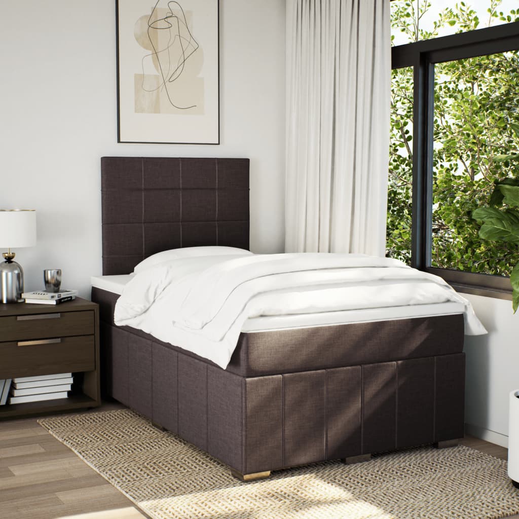 vidaXL Boxspring met matras stof donkerbruin 120x200 cm afbeelding