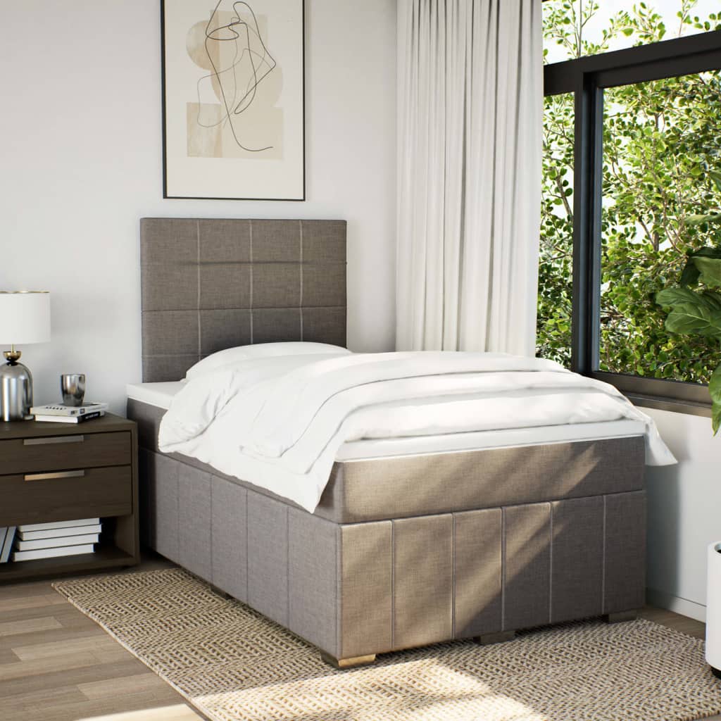 vidaXL Boxspring met matras stof taupe 120x200 cm afbeelding