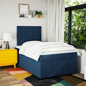 Box spring postel s matrací modrá 120x200 cm textil - obrázek 3