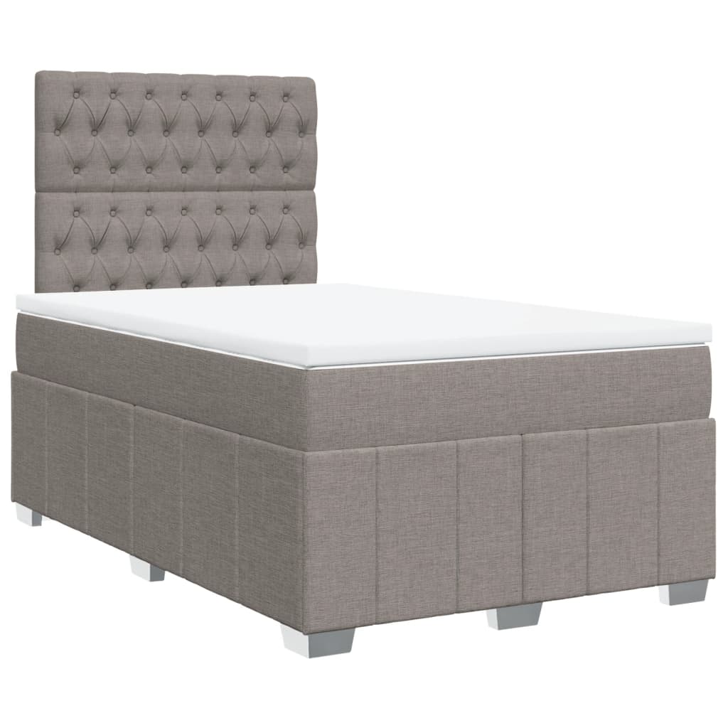 vidaXL Box spring postelja z vzmetnico taupe 120x200 cm blago