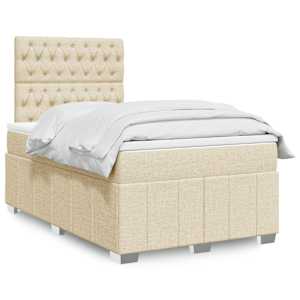 Box spring postel s matrací krémová 120x200 cm textil - obrázek 1
